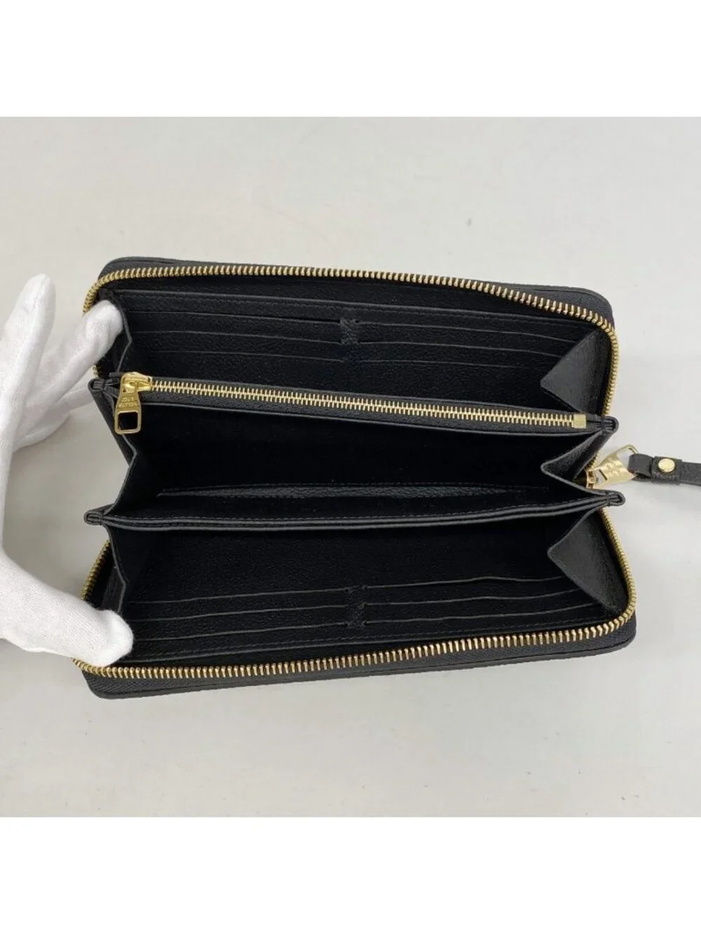 Louis Vuitton Wallet Monogram Empreinte Bicolor Zippy Black Beige